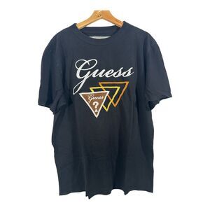 Guess Jeans Black Embroidered Mens T-Shirt Medium